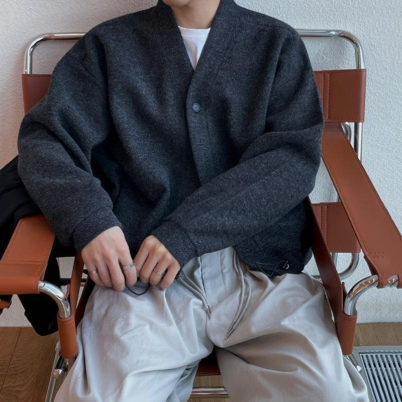 RT No. 5416 DARK GRAY KNITTED CARDIGAN JK Product Image