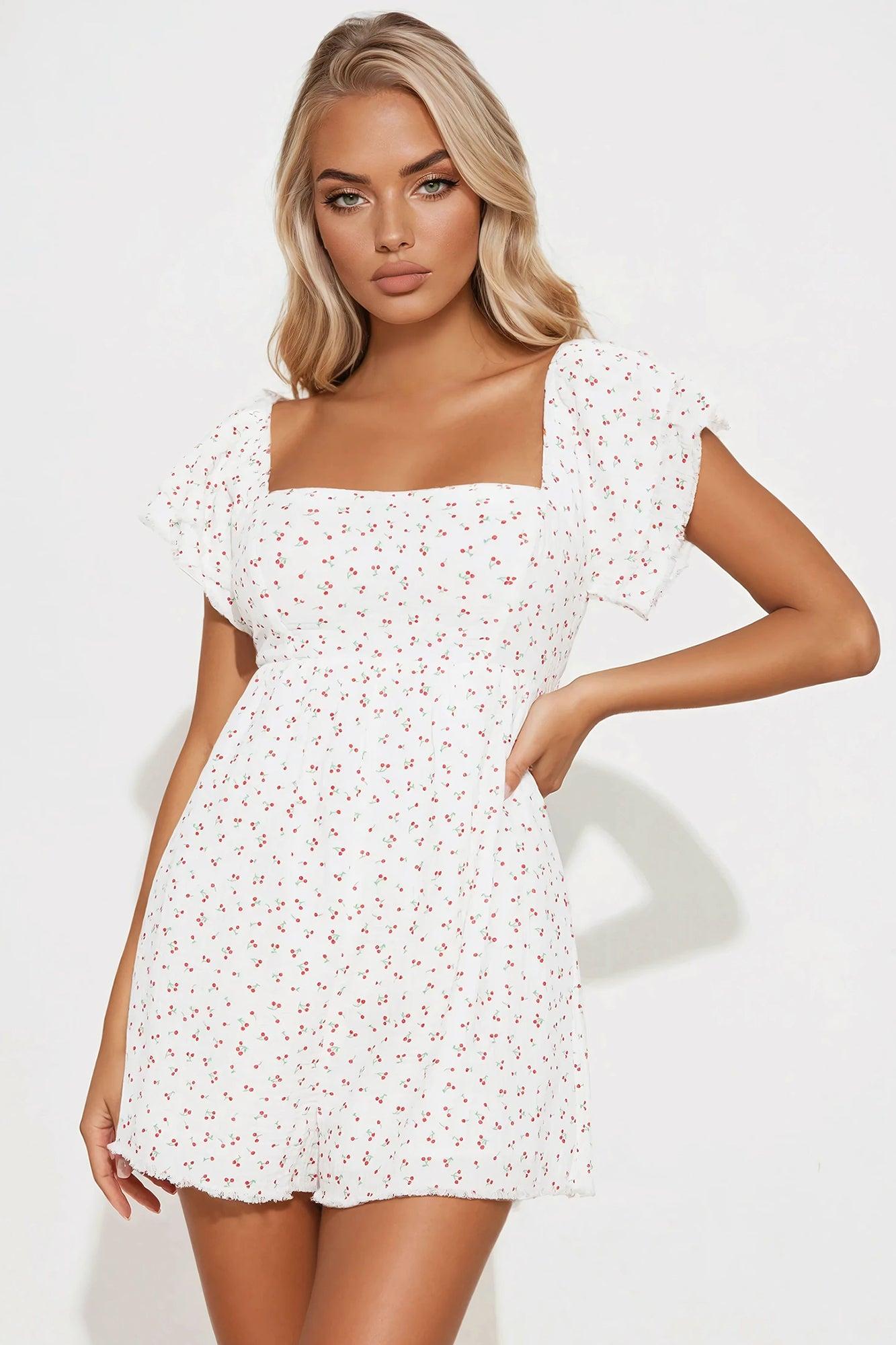 Cherry On Top Gauze Romper - White/combo Product Image