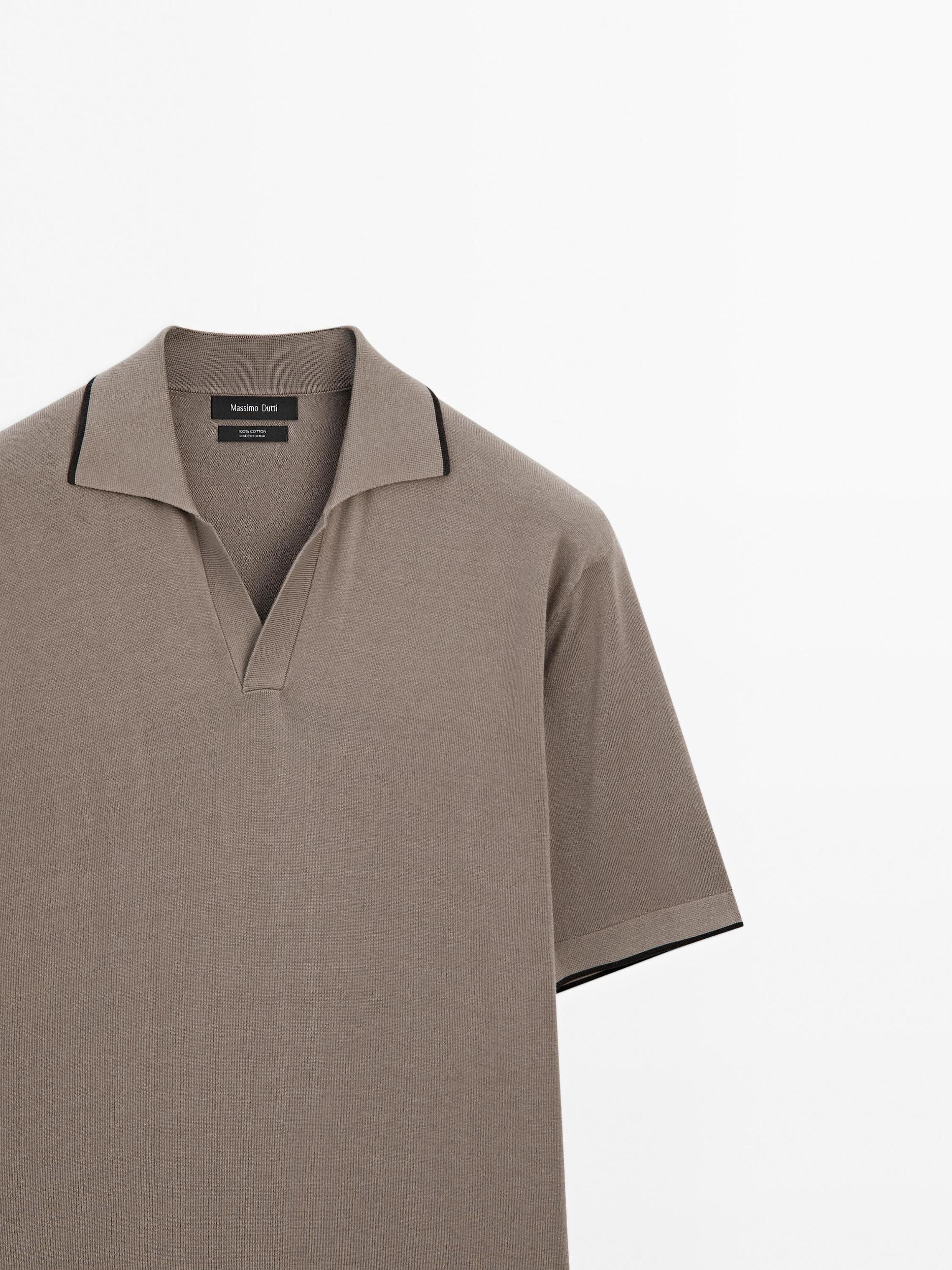 Knit polo shirt with contrast detail Product Image