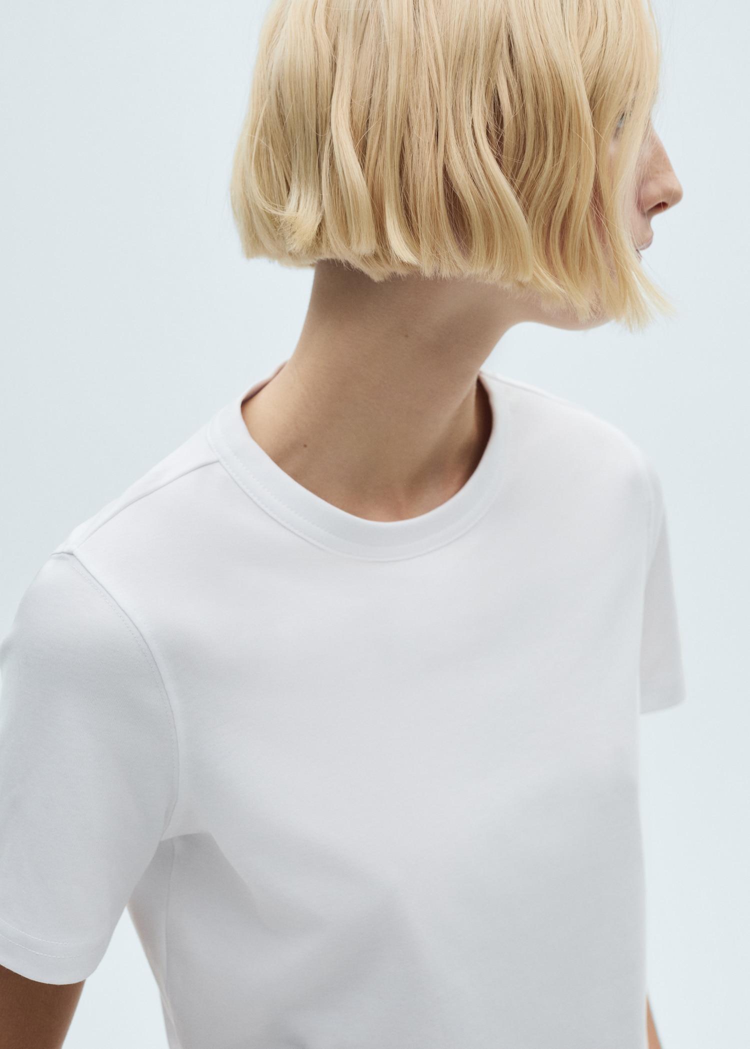 Short-sleeved cotton t-shirt - Women | MANGO USA Product Image