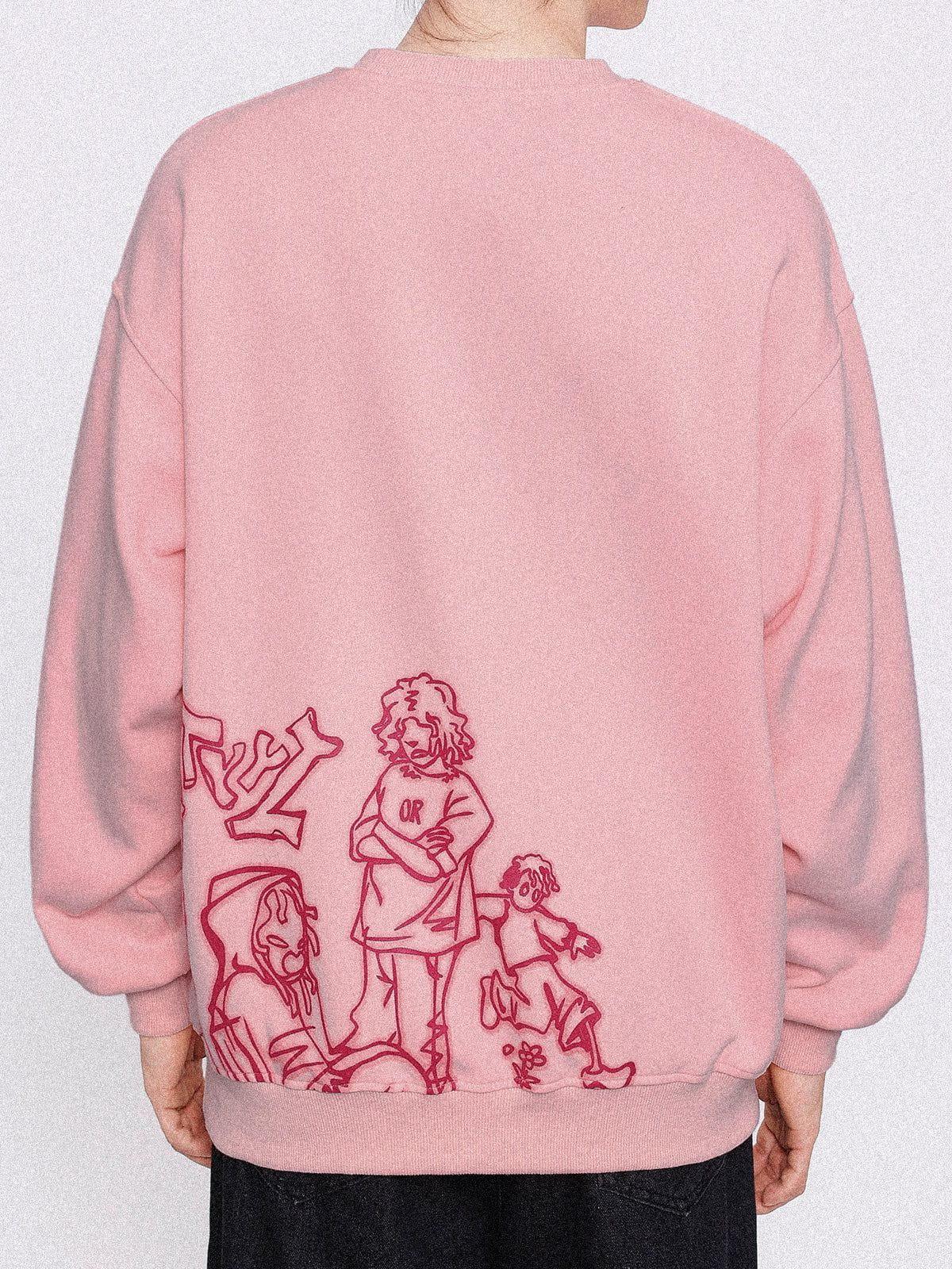 Aelfric Eden Cartoon Line Character Graphic Sweatshirt Product Image