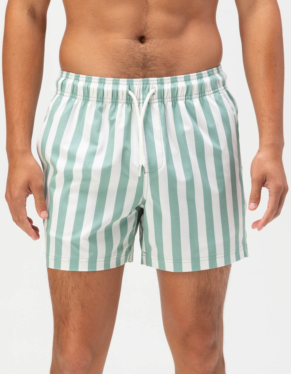 RSQ Mens Bold Stripe Swim Shorts - CRYSTAL GREEN Product Image
