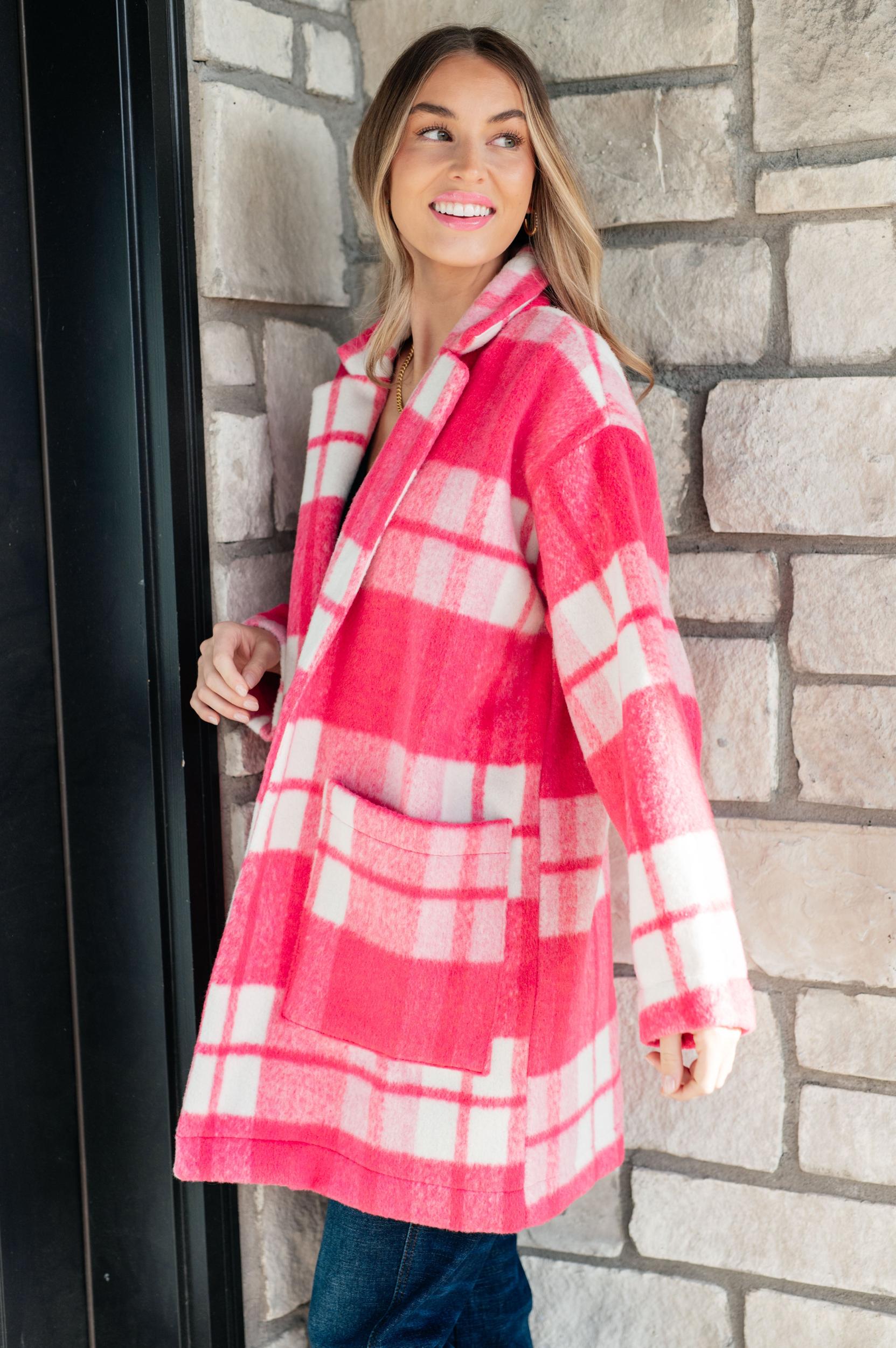 Passion in Plaid Coat in Pink (Online Exclusive) Product Image