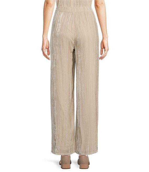 Eileen Fisher Shimmering Velvet Crushed Texture Wide-Leg Pull-On Coordinating Pants Product Image