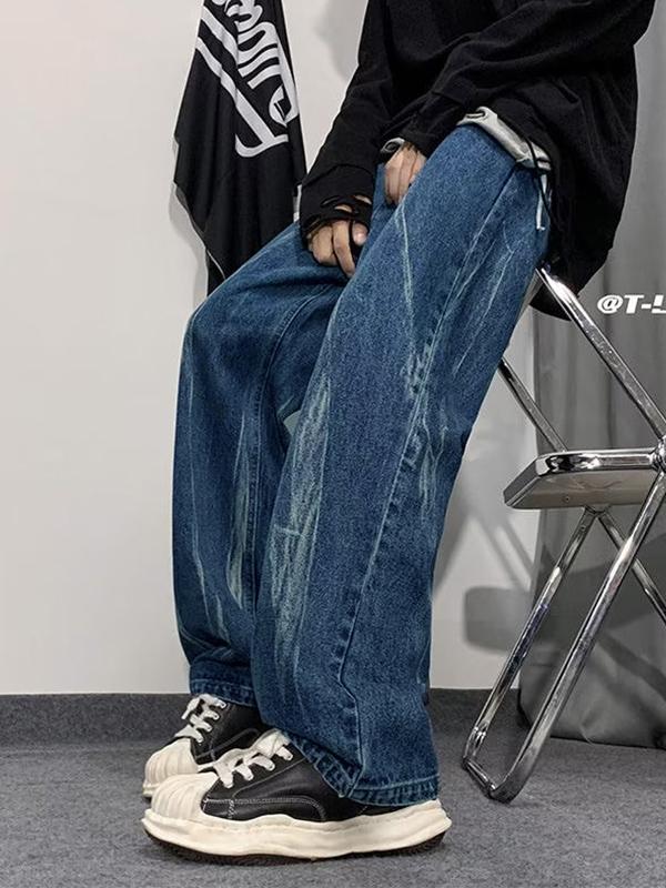 Men's Irregular Wash Straight Leg Jeans Product Image