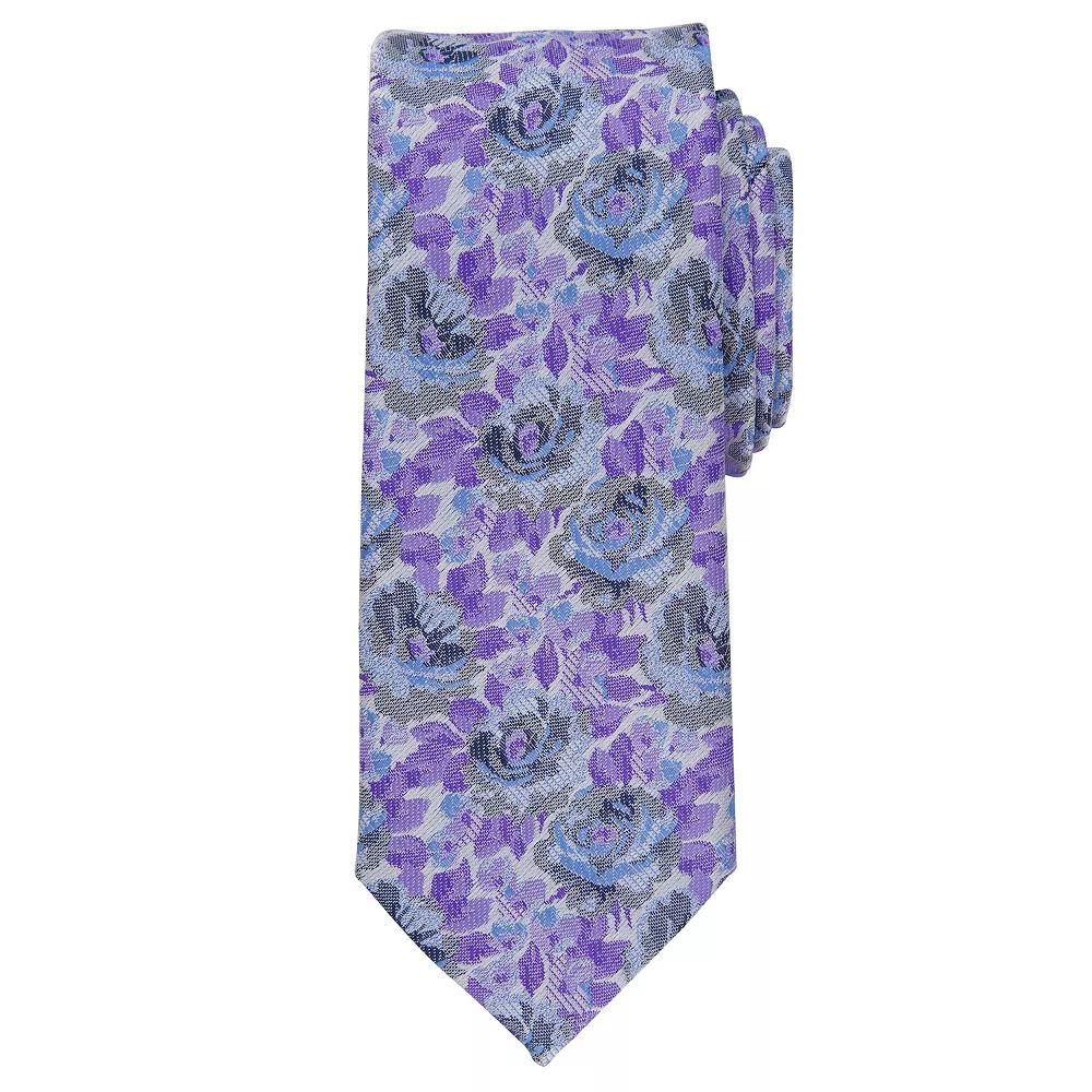 Men's Bespoke Floral Skinny Tie, Blue Hopkins Product Image