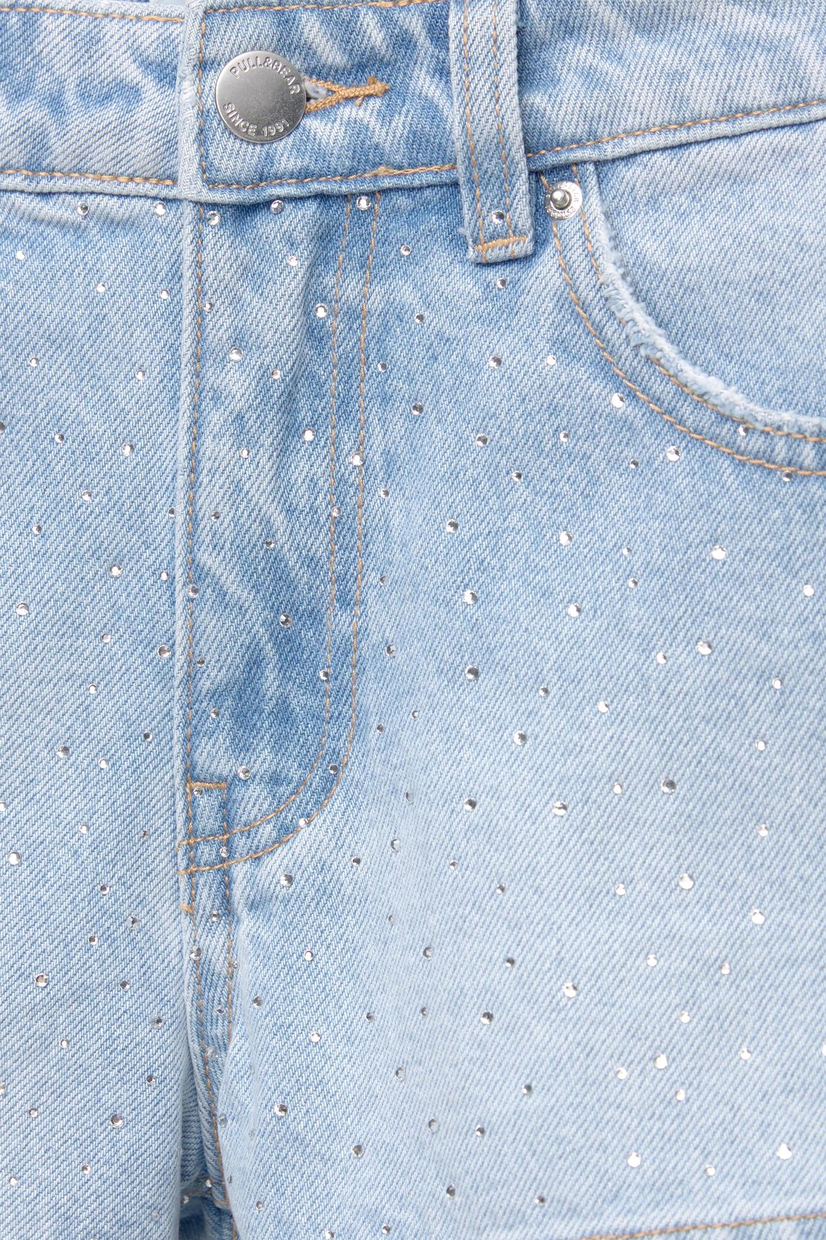 Rhinestone denim shorts Product Image