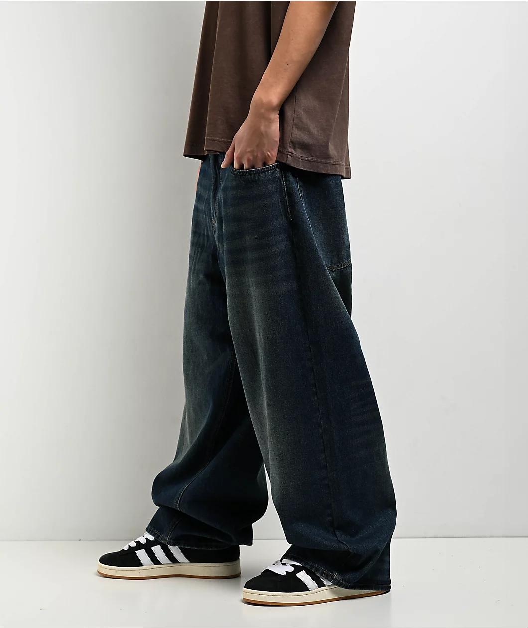 Empyre Ultra Wide Leg Bronco Wash Skate Jeans Product Image