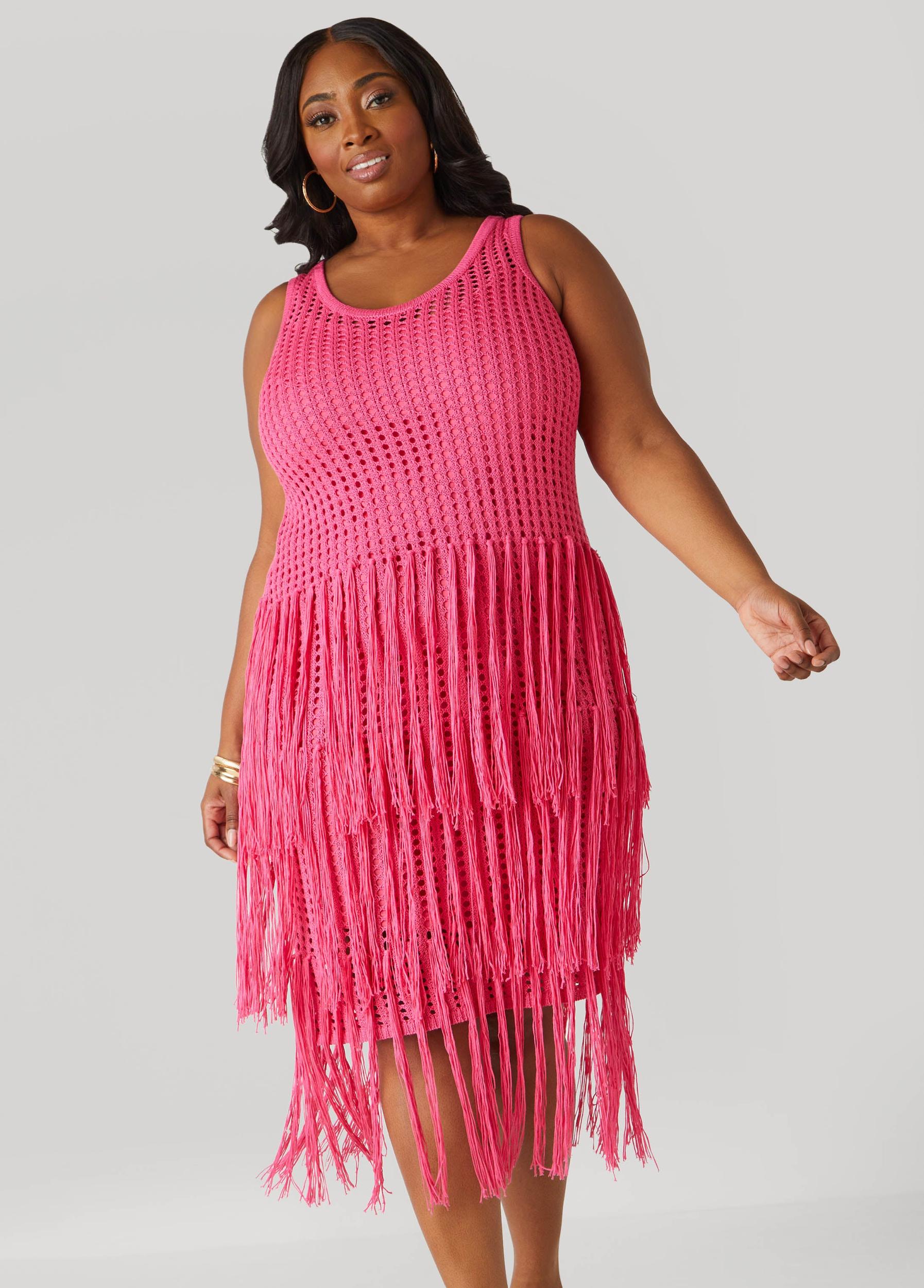 Fringed Crochet Tank Dress Product Image