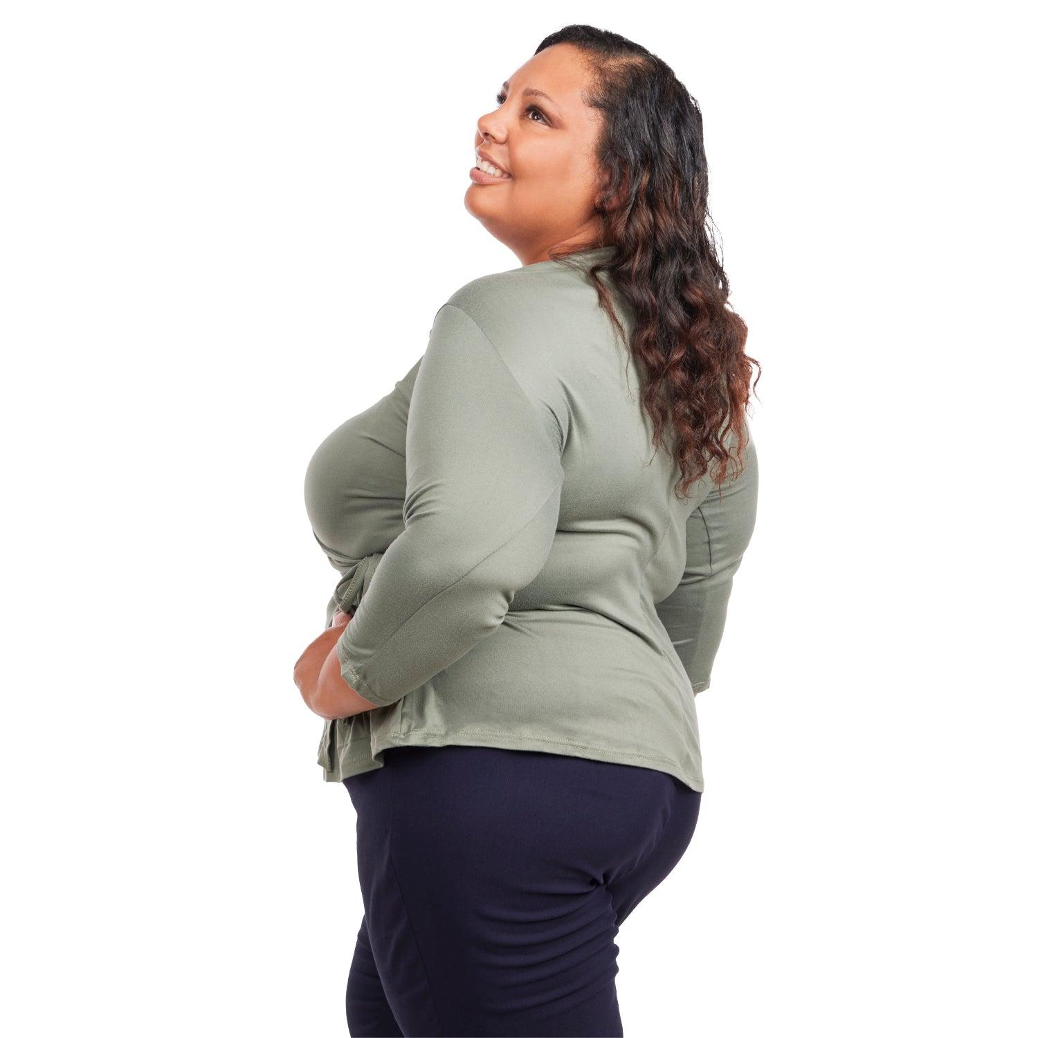 Inner Beauty Plus Solid 3/4 Sleeve Surplice Front V-Neck Top Product Image