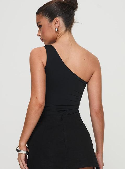 Talija One Shoulder Bodysuit Black Tall Product Image