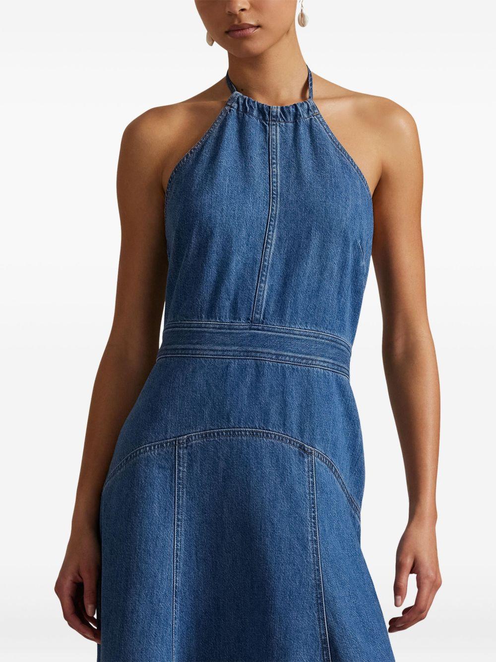 halterneck denim midi dress Product Image
