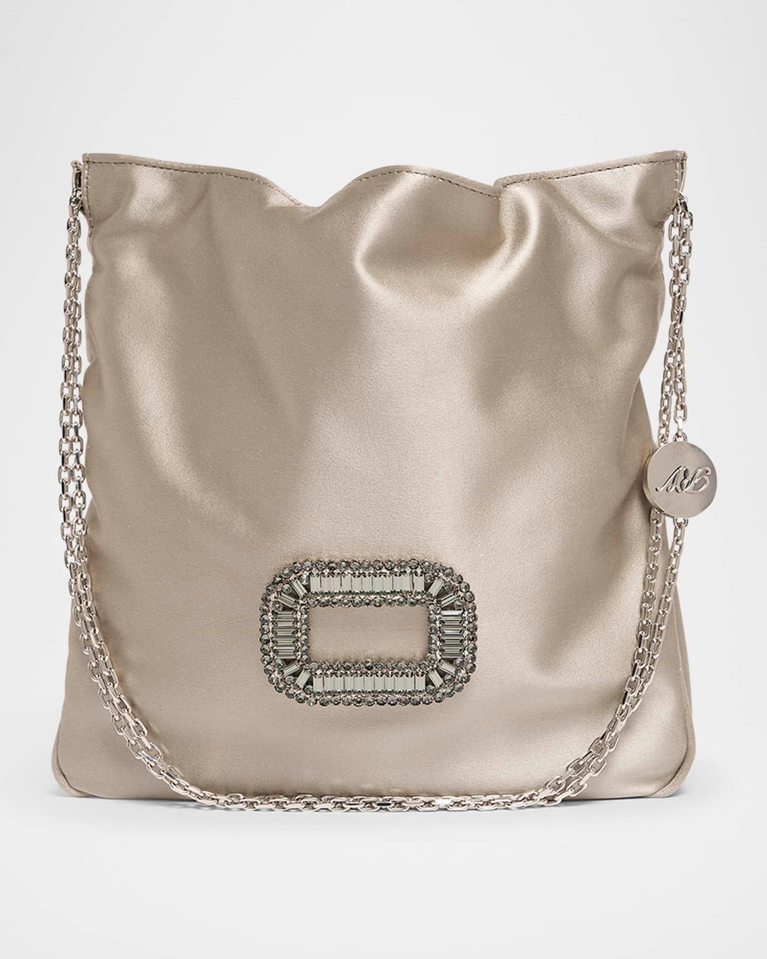 Mini Crystal Buckle Satin Pouch Bag Product Image