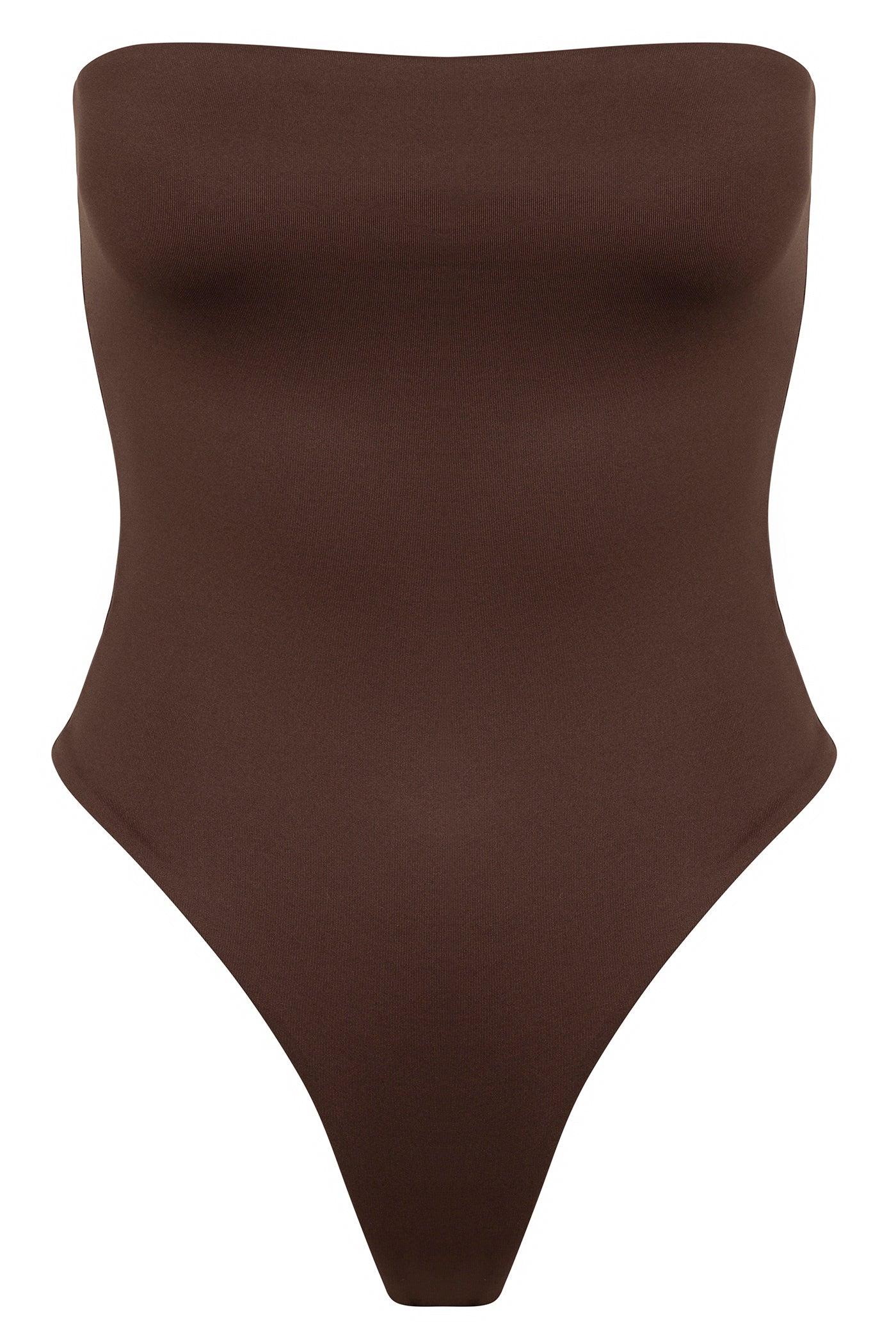 Contour Double Lined Strapless Bodysuit - Chocolate Female Product Image