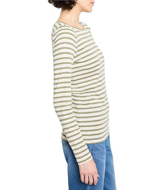 NIC + ZOE Stripe Knit Boat Neck Long Sleeve Top Product Image