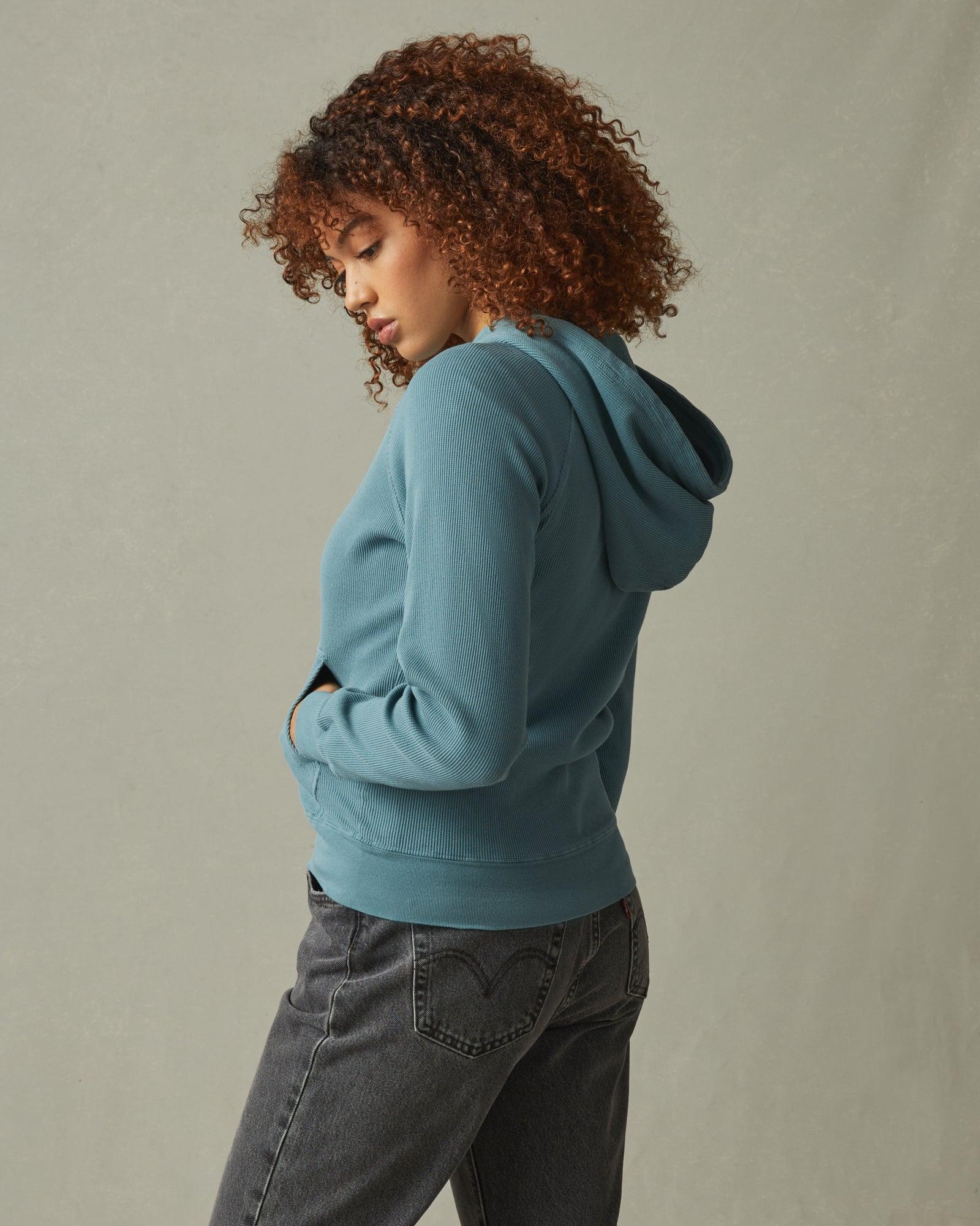 Women's Waffle Hoodie - Lead Female Product Image