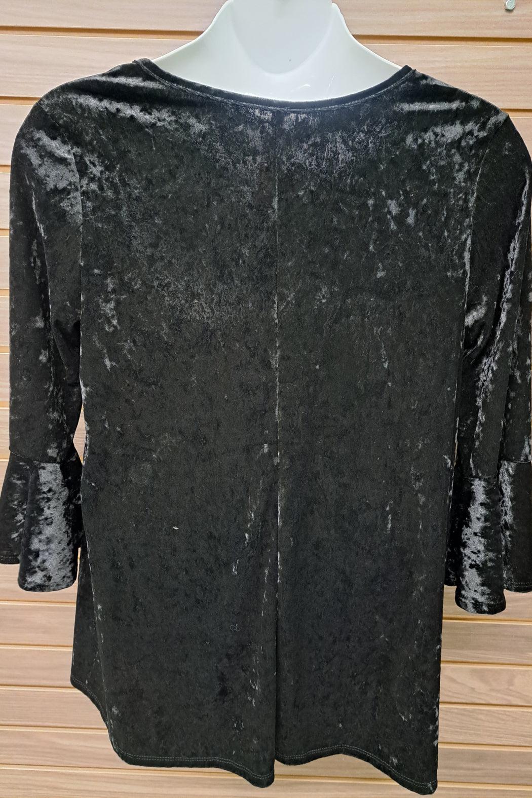 Blank Velour Cage Neck Bell Sleeve Top Product Image