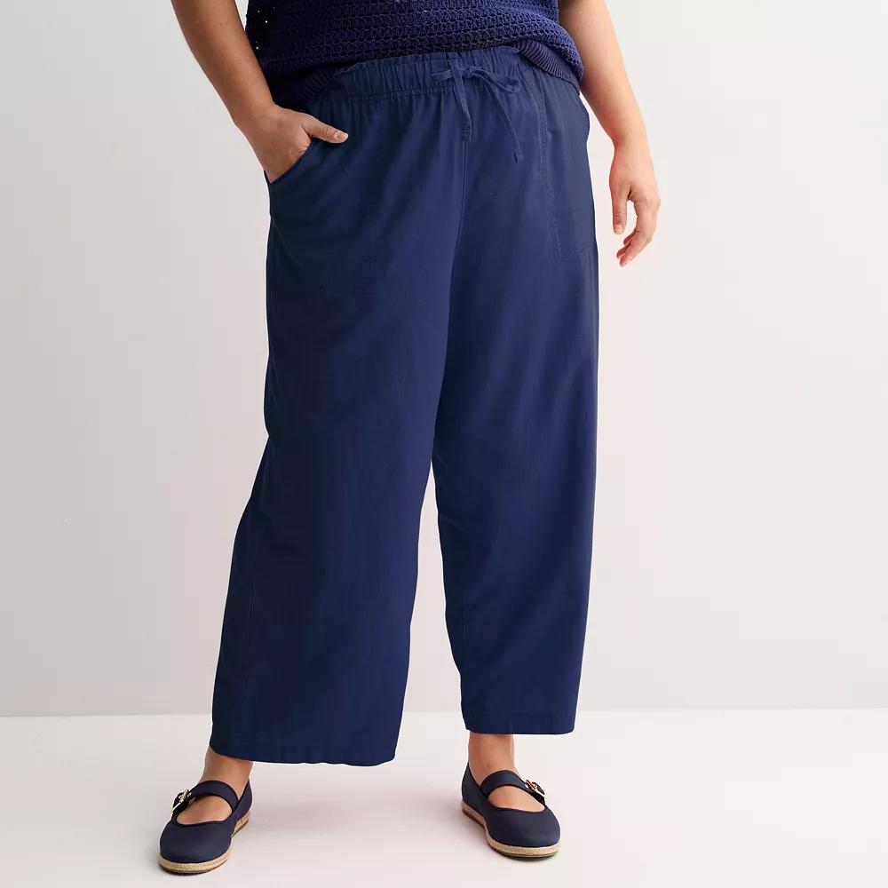 Plus Size Sonoma Goods For Life® Linen Wide Leg Ankle Pants, Women's, Size: 3XL, Blue Beauty Product Image