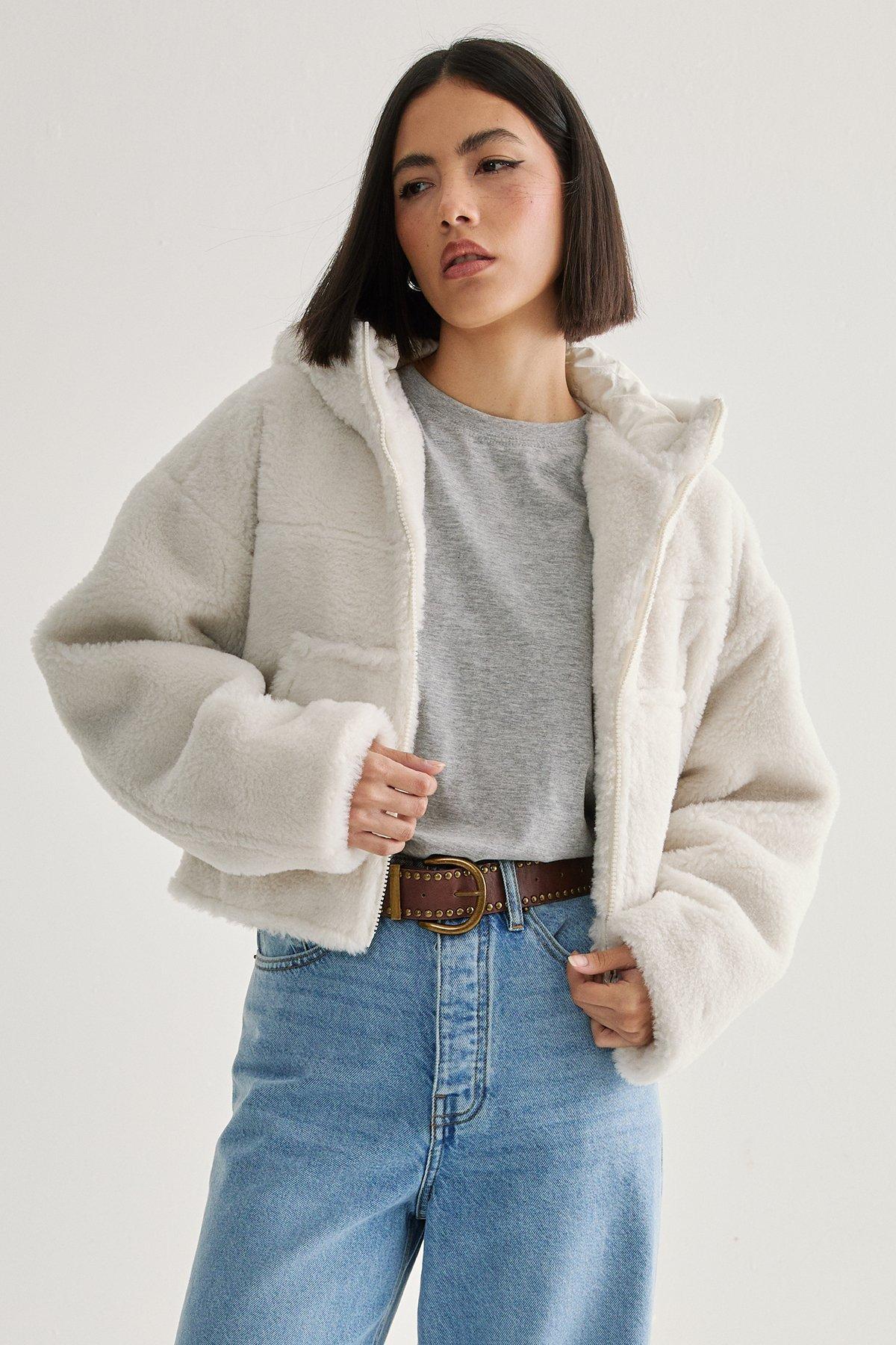 Quilted Borg Hooded Jacket Product Image