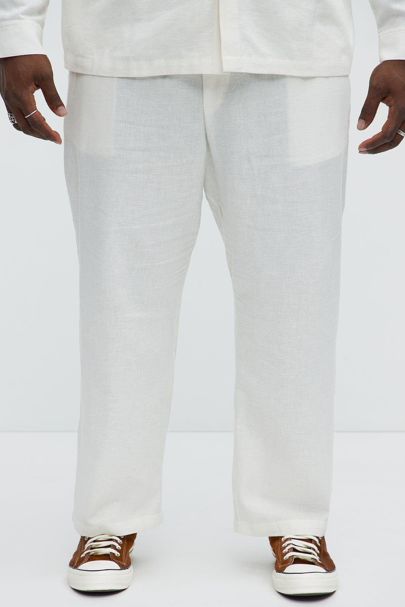 Bahamas Straight Linen Pants - White Product Image
