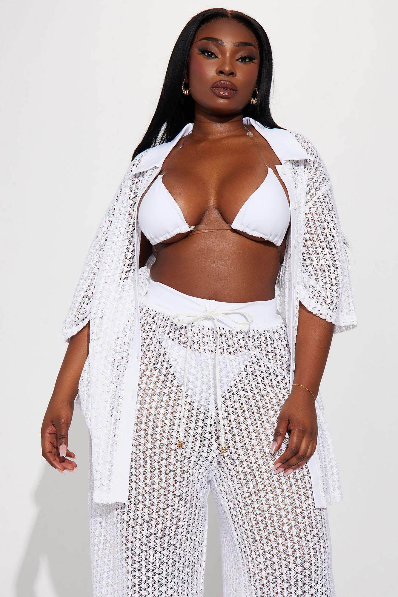 Abby Swim Cover Up Pants - White Product Image