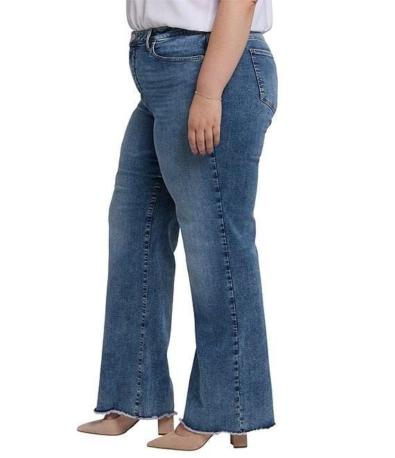 NYDJ Plus Size Teresa Lift Tuck® Technology Wide Leg Frayed Hem Jeans Product Image