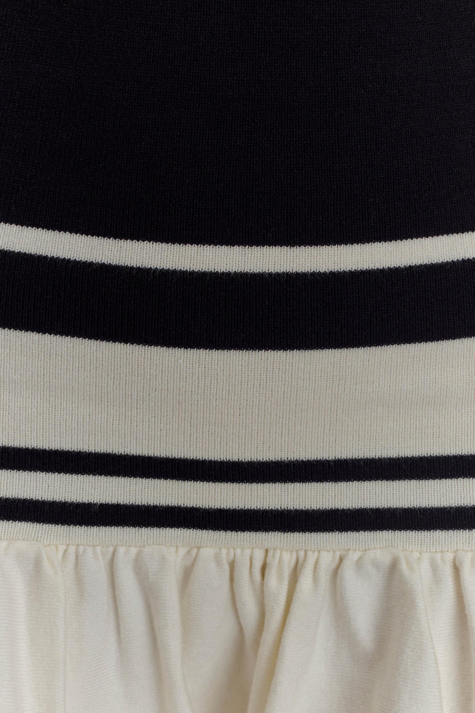 Ellison Contrast Knit Mini Dress - Black/White Product Image
