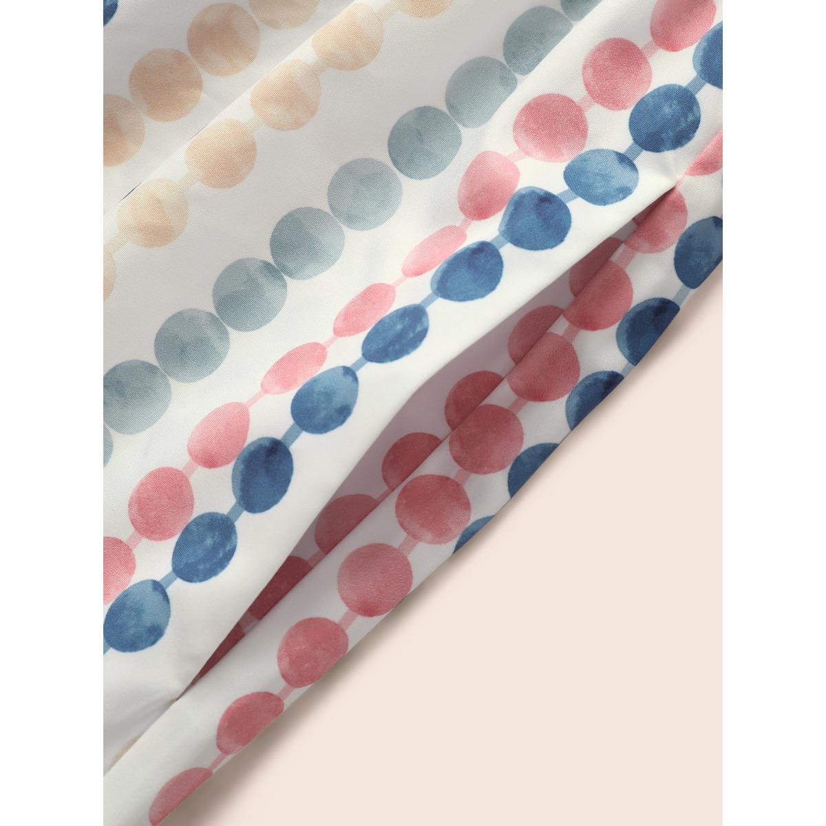 Plus Size Dot Print Elastic Waist Split Neck Midi Dress WhiteSmoke Women Playful Ruffles Flat collar with V-notch Short sleeve Curvy BloomChic 26/4X Product Image