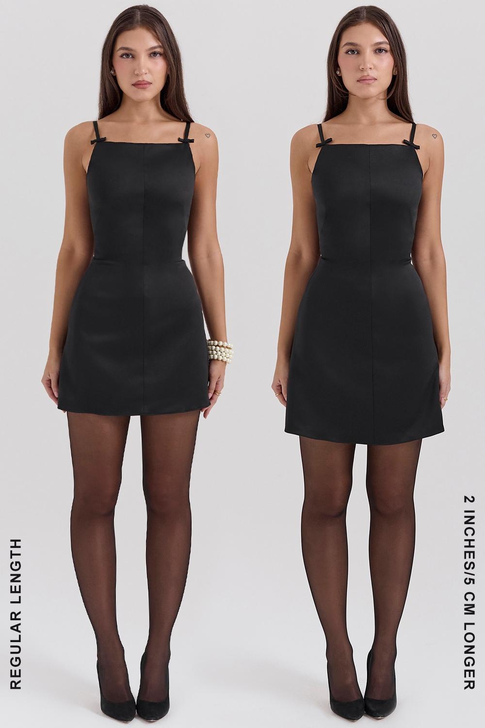 Dainty  black square neck a-line mini dress - sale Product Image