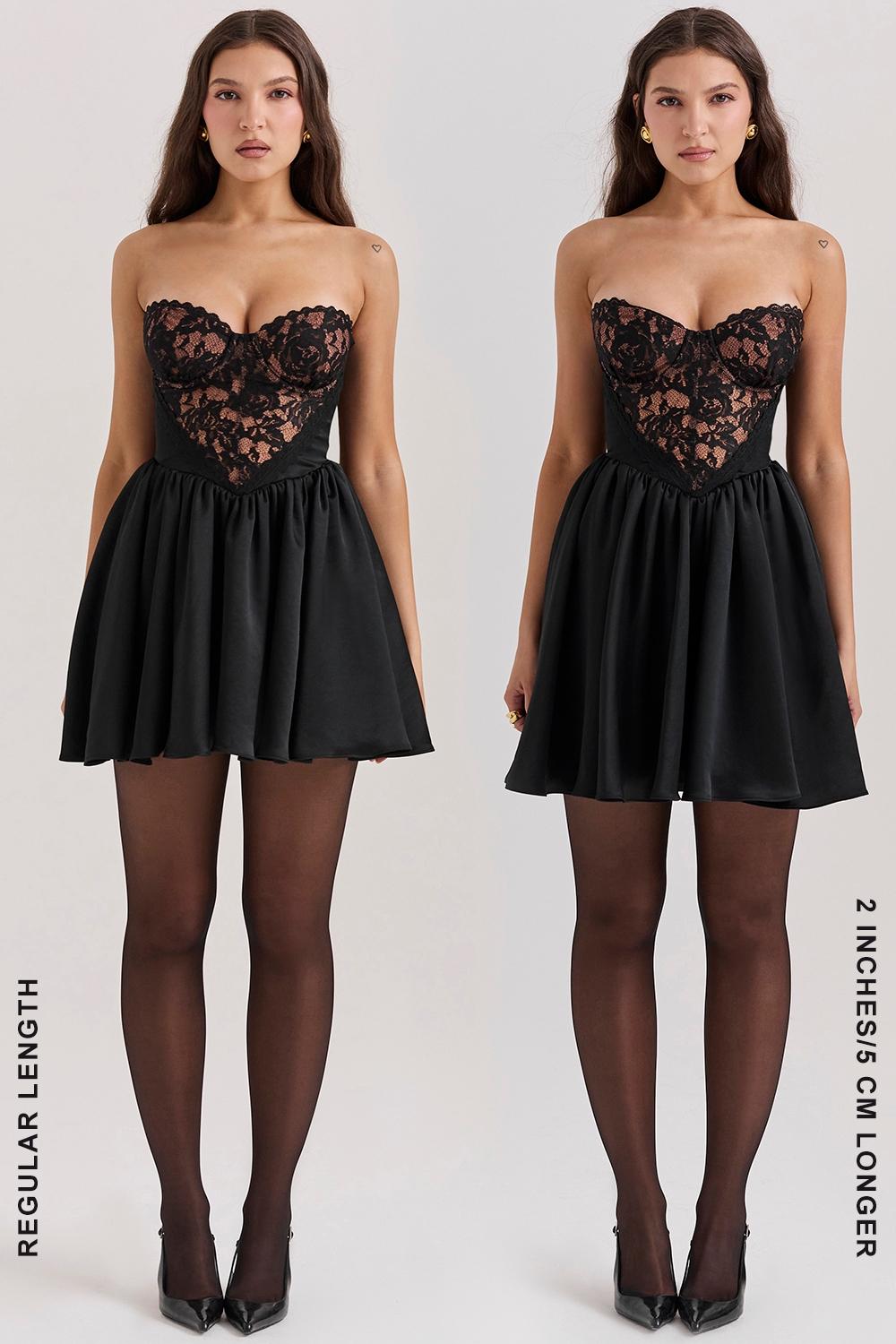 Jadore  black lace and satin strapless mini dress Product Image