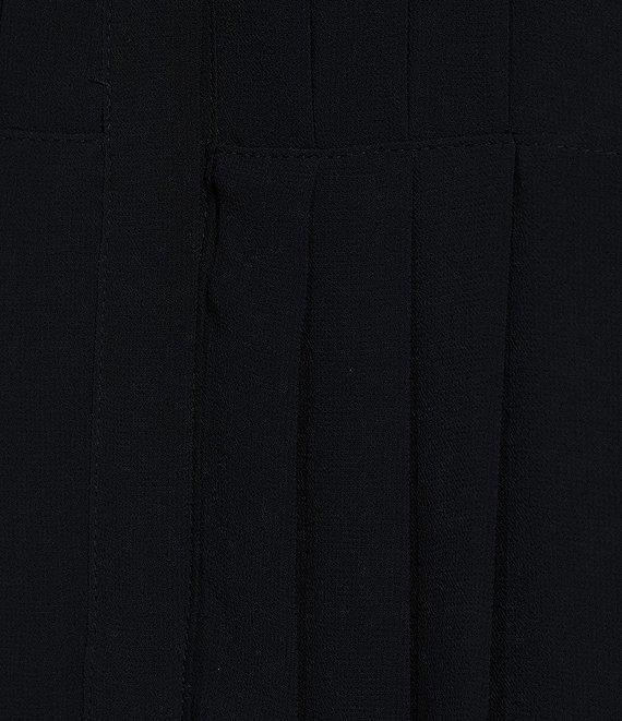 Calvin Klein Pleated Chiffon Point Collar Sleeveless Button Front Shirt Product Image