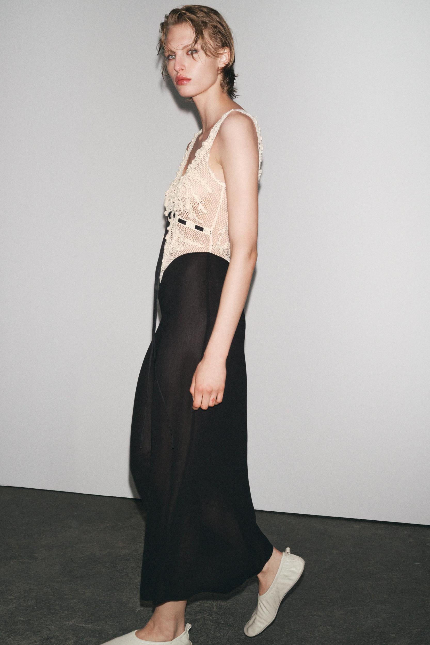 BEADED TEXTURED COMBINATION DRESS Product Image