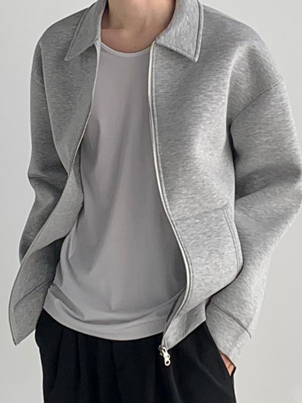 Men's Solid Lapel Neck Double Zip Outwear Product Image