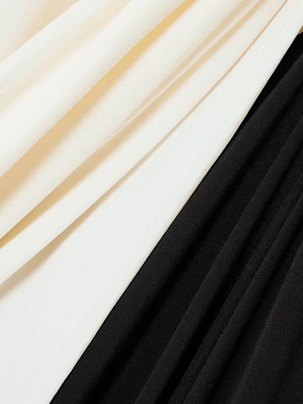 Long Sleeves Loose Contrast Color V-Neck Evening Dresses Maxi Dresses Product Image