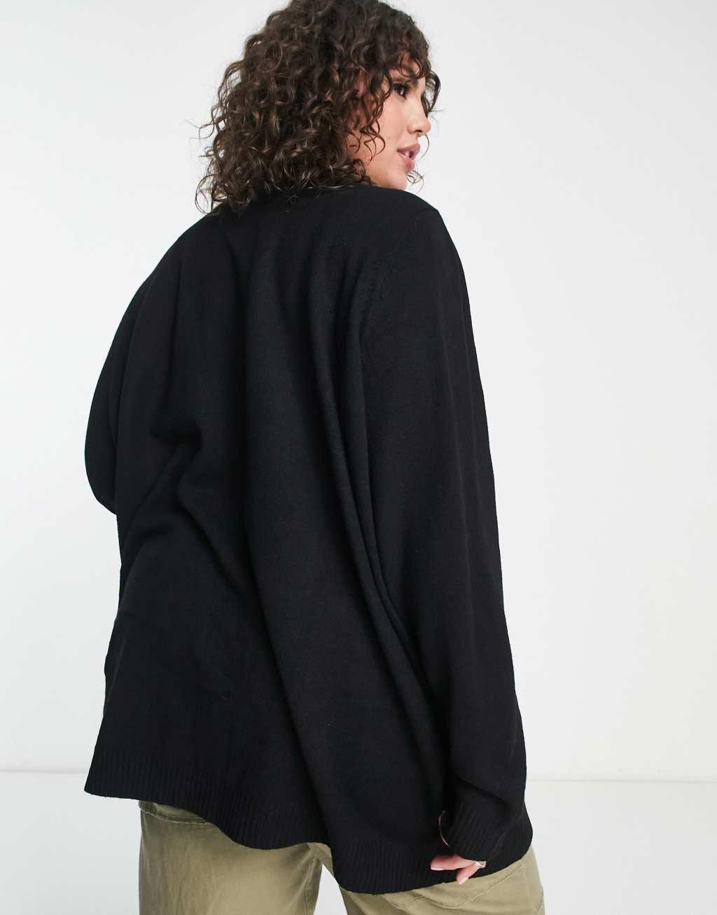 Only Curve longline cardigan in black Product Image