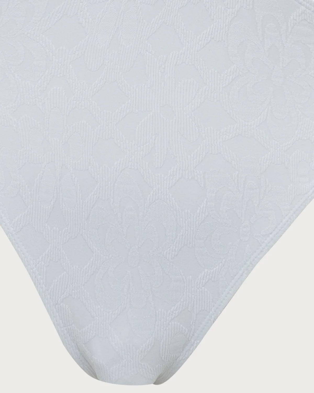 White Textured Halter One-Piece Swimsuit Product Image