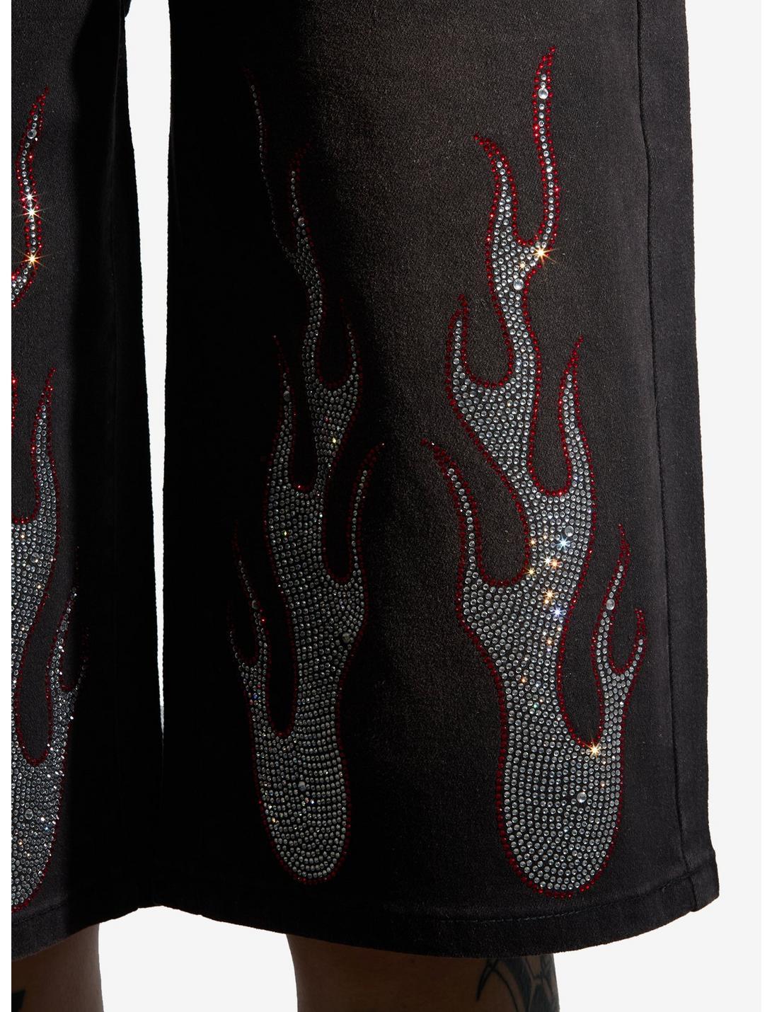 Rhinestone Flames Dad Denim Shorts Product Image