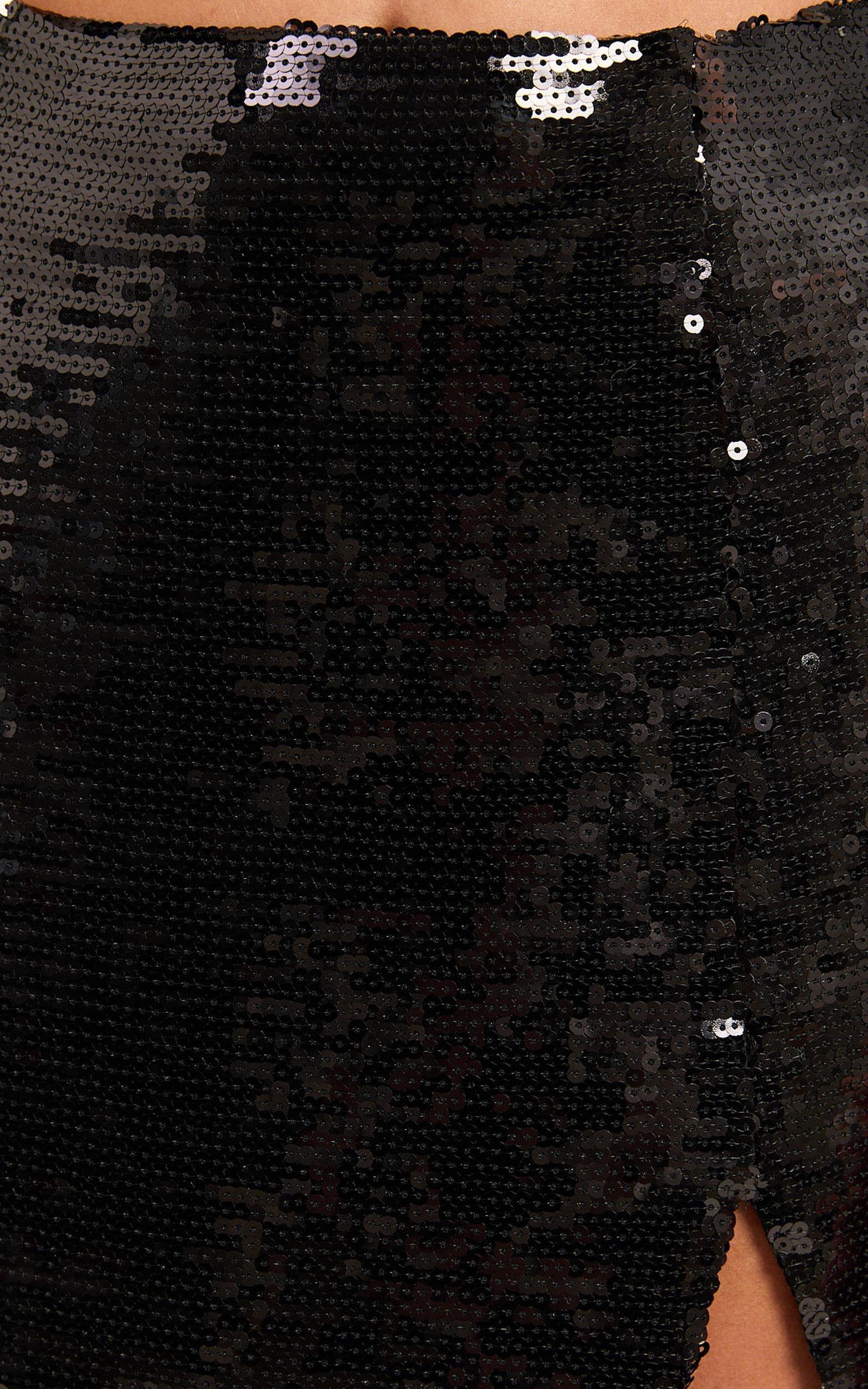 Ingrid Mini Skirt - Sequin Skirt in Black Product Image