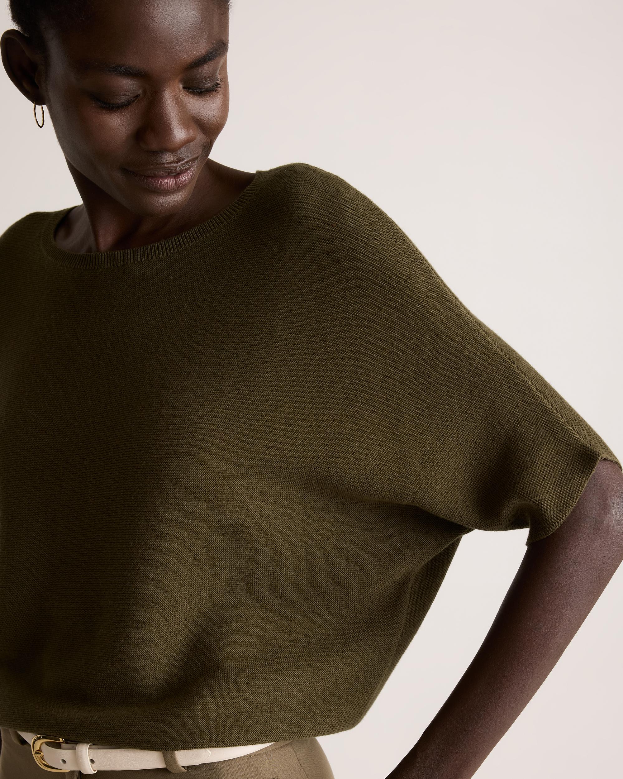 Quince | Women's Lightweight Cotton Cashmere Link-Stitch Dolman Sweater Size XS Product Image