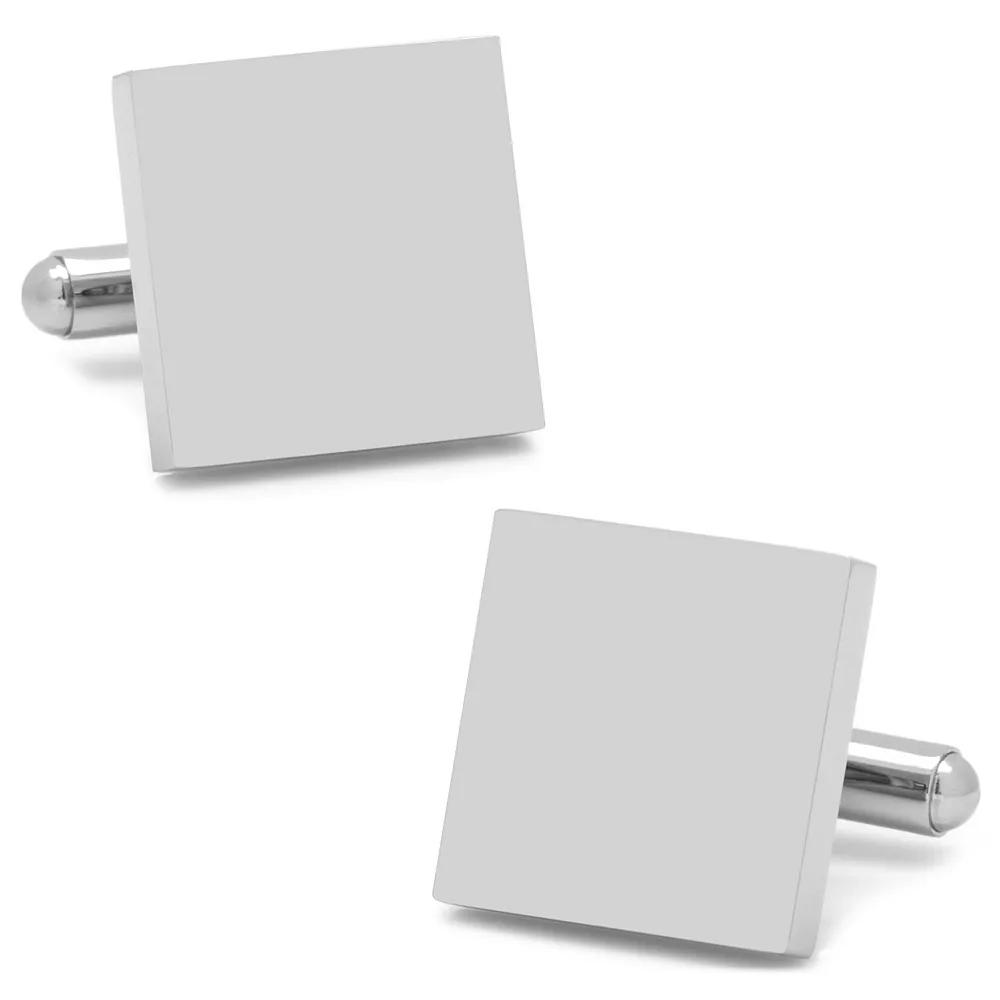 Men's Cuff Links, Inc. Stainless Steel Square Infinity Engravable Cufflinks, Grey Product Image