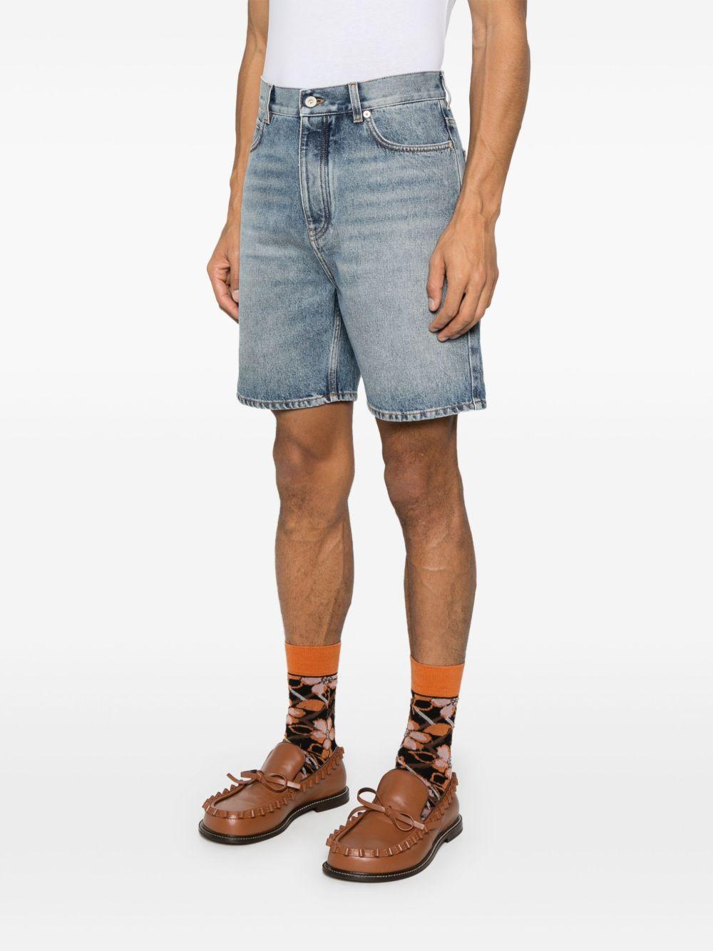 logo-patch denim shorts Product Image