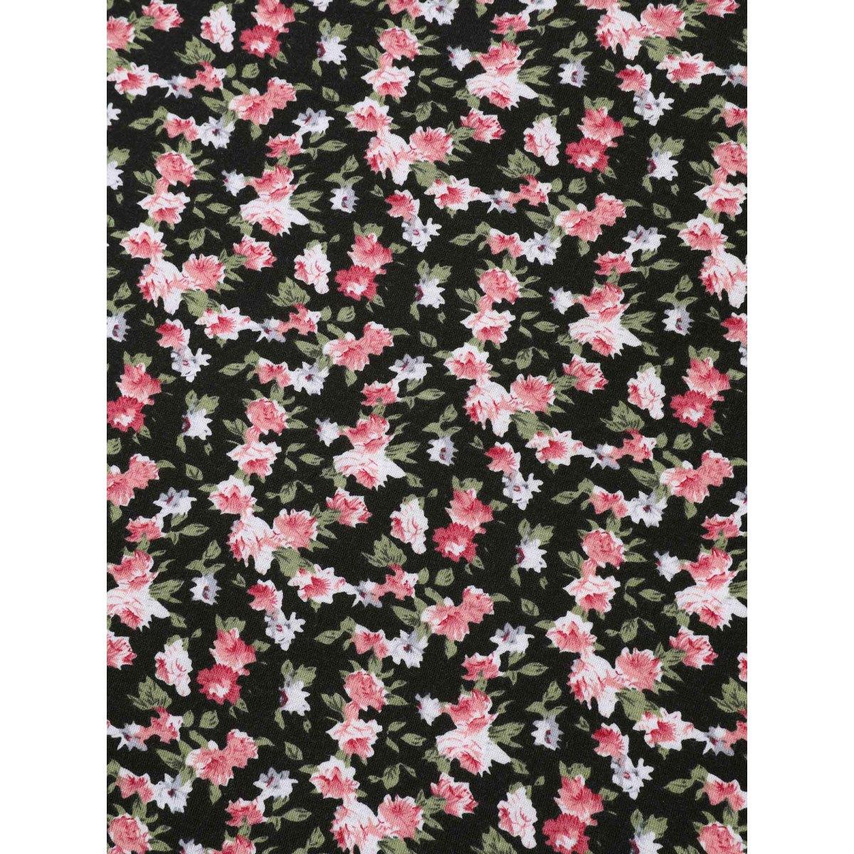 Plus Size Floral Print Square Neck Straight-Fit Midi Dress Black Women Casual Non U-neck Short sleeve Curvy BloomChic 30/6X Product Image