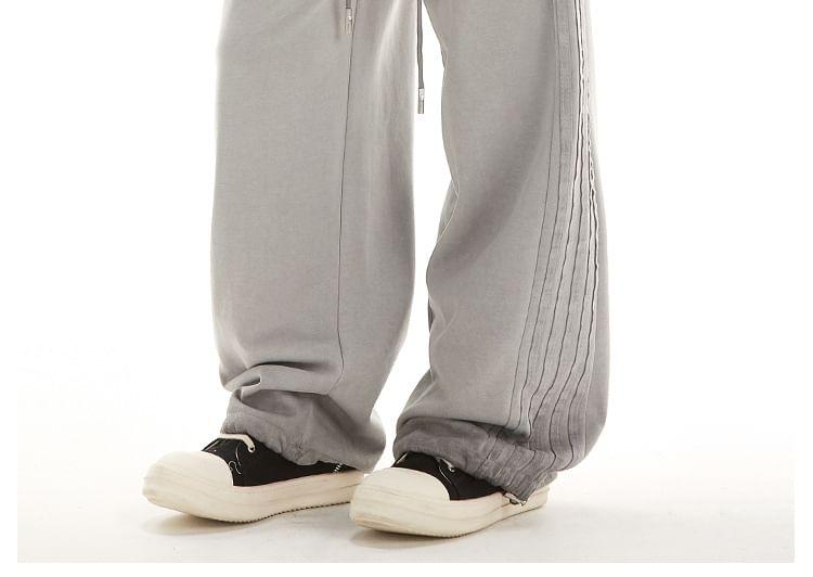 Stripe-Accent Loose-Fit Wide-Leg Sweatpants Product Image