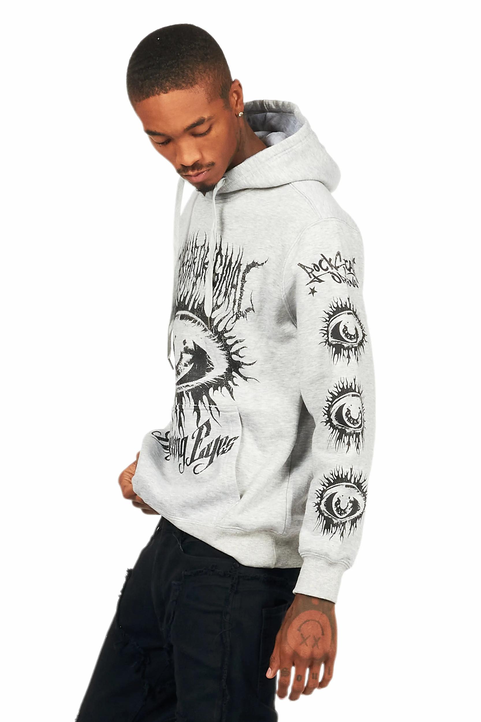 All Seeing Eyes Heather Grey Graphic Hoodie Male Product Image