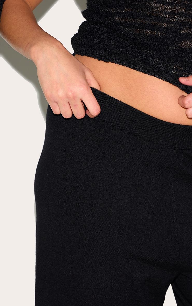 Plus Black Basic Knit Wide Leg Pants Product Image