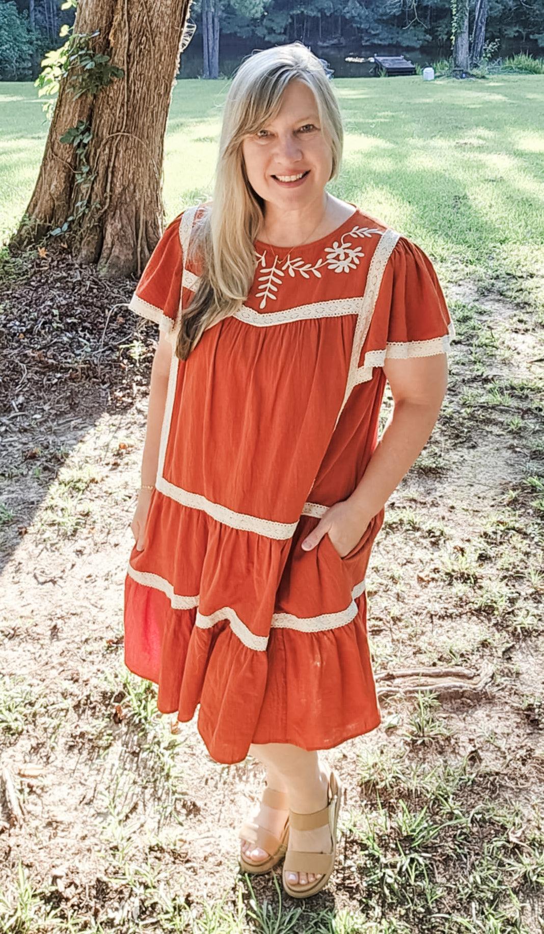 The Grace Embroidered Midi Dress (1XL to 3XL) Product Image