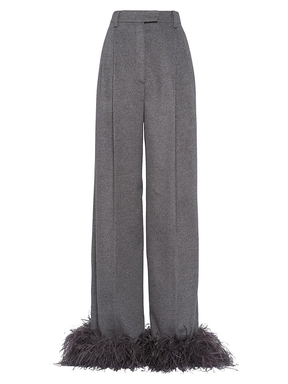 Womens Cashmere Pants with Feathers Product Image