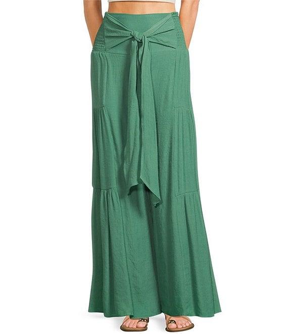 Double Zero Waist Tie Wide Leg Pants Product Image