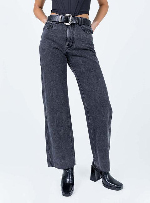 Arlington High Rise Straight Leg Denim Jeans Black Product Image