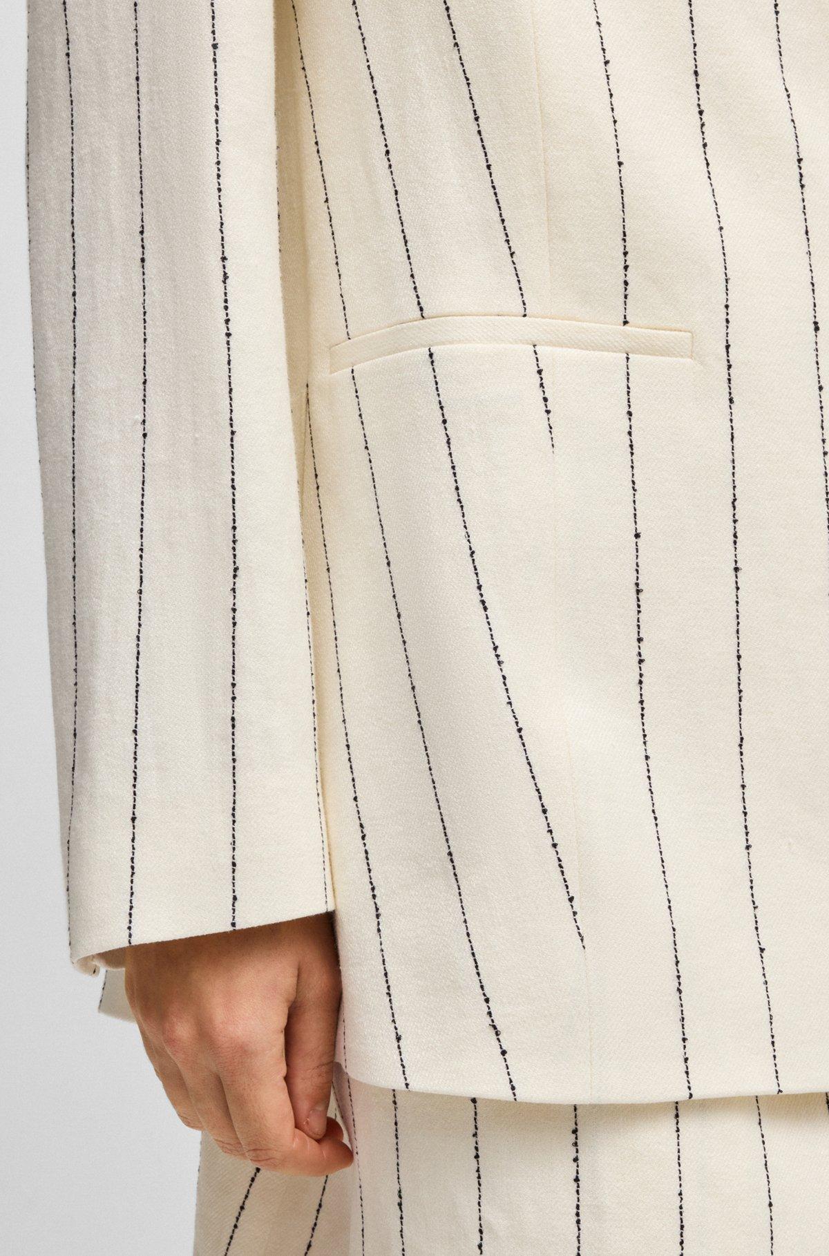 Relaxed-fit suit jacket in striped linen-blend bouclé Product Image